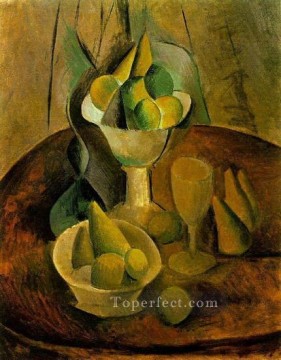 Pablo Picasso Painting - Compotas de frutas y vidrio 1908 cubismo Pablo Picasso